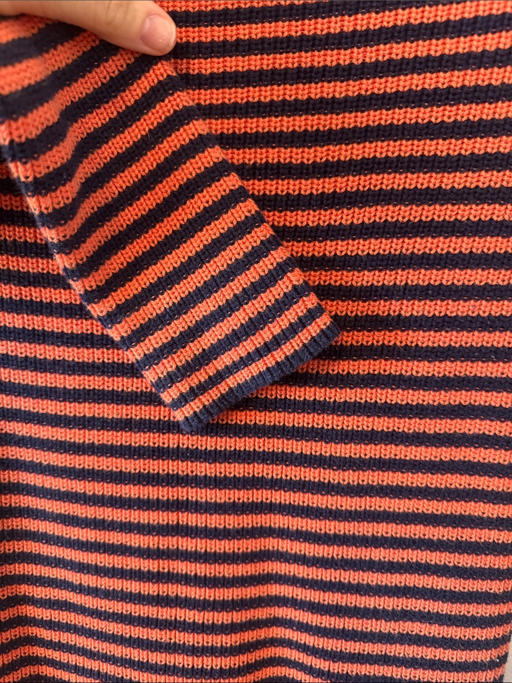 Ralph Lauren Y2K Cotton Boatneck Stripe Sweater Women’s M Orange Navy Fall - Picture 4 of 8